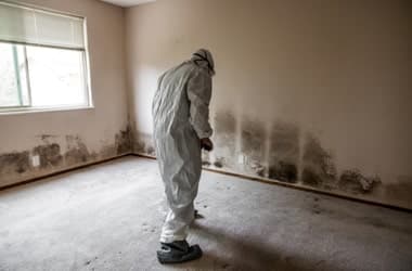 Simpled mould expert reviewing photos and preparing a plan