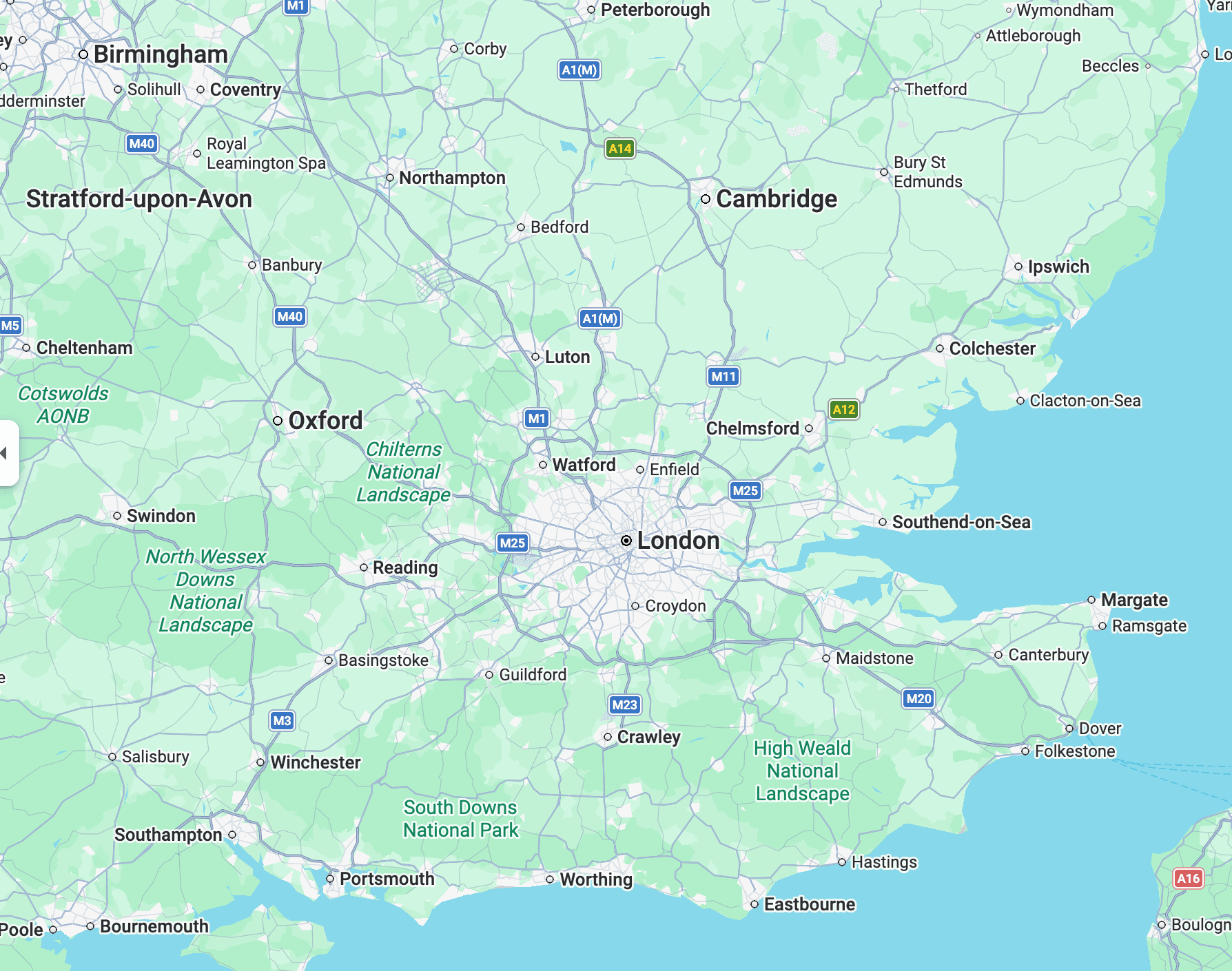 South East England countryside coverage map