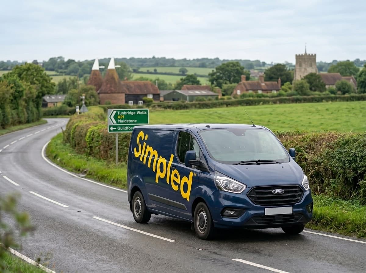 Simpled Services van in the South East England countryside - same-day response